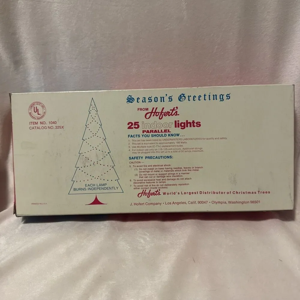 Vintage Hoferts 25 Indoor C-7 1/2 Filament Type Christmas Lights 1040 1950s 1960
